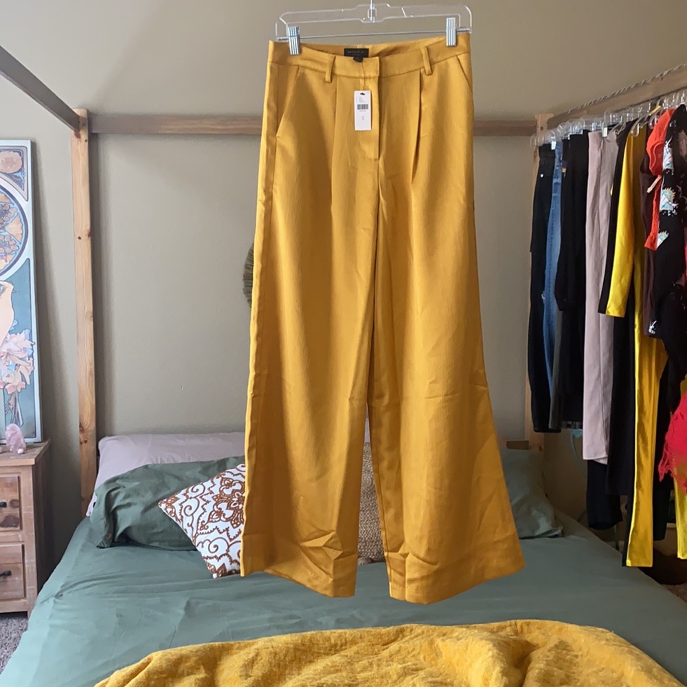 Anthropologie Wide-Leg Satin Pants